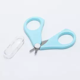 Ножницы детские безопасные, маникюрные, с чехлом, от 0 мес., голубые