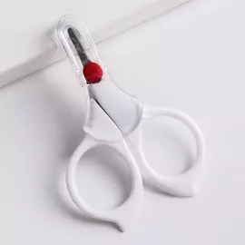 Детские маникюрные ножницы, с защитным колпачком, вид 2, белые