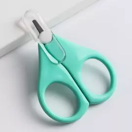 Детские маникюрные ножницы крошка я, с защитным колпачком, вид 1, бирюзовый