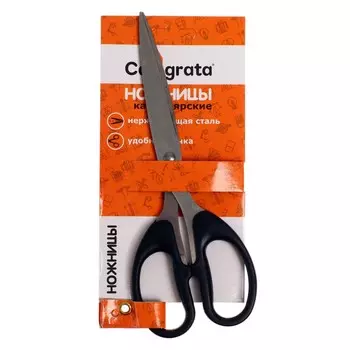 Ножницы канцелярские 19 см, ручки пластиковые, черные