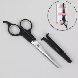 Ножницы парикмахерские с упором, в чехле, лезвие — 7 см, черные, серебристые