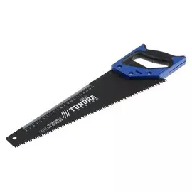 Ножовка по дереву тундра, 2к рукоятка, тефлоновое покрытие, 3d заточка, 7-8 tpi, 400 мм