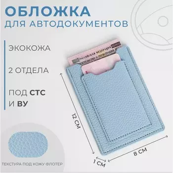 Обложка для автодокументов, цвет голубой