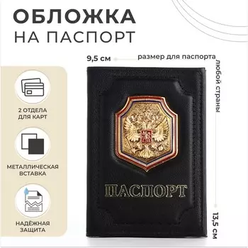 Обложка для паспорта, цвет черный