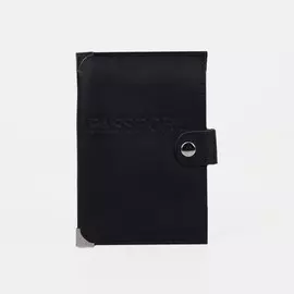 Обложка для паспорта, на клапане, цвет чёрный