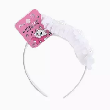 Ободок для волос белый, цветы, 10 см, коты аристократы