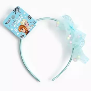 Ободок для волос голубой, цветы, 11 см, холодное сердце