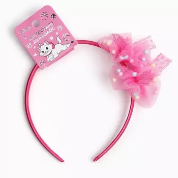 Ободок для волос розовый, цветы, 11 см, коты аристократы