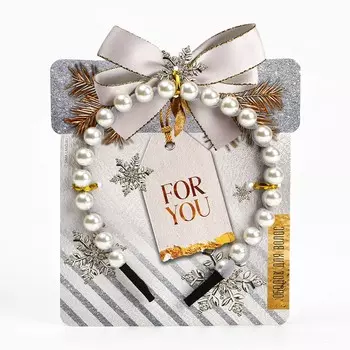 Ободок для волос с жемчугом новогодний