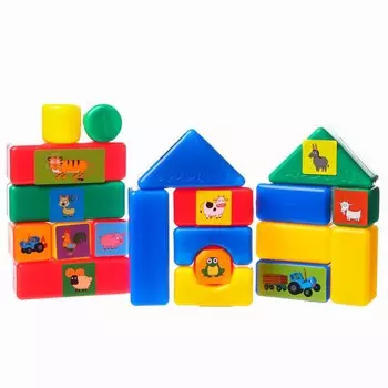 Обучающие кубики синий трактор, 20 элементов