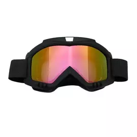 Очки-маска для езды на мототехнике, стекло золотой хром, черные, ом-14