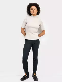 Однотонные прилегающие брюки с разрезами в черном цвете