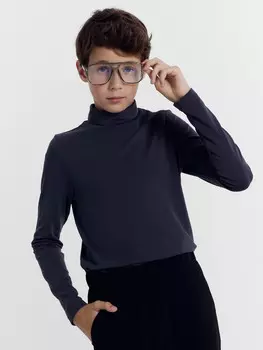 Однотонный серый джемпер с воротником-стойкой