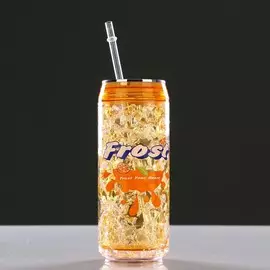 Охлаждающий стакан 300 мл frost, сохраняет холод 2 ч, 7х18.5 см, оранж.