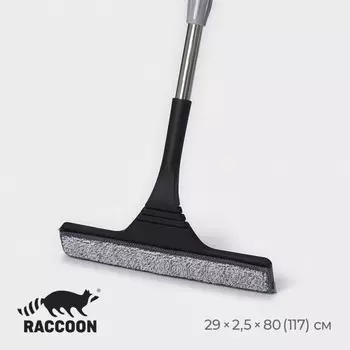 Окномойка с насадкой из микрофибры raccoon, гибкая, стальная телескопическая ручка, 282,580(117) см, цвет черный