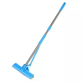 Окномойка с роликовым отжимом, стальная ручка, микрофибра 25×6×124 см