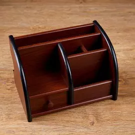 Органайзер 5 секций, 1 выдвижной ящик, серия зебрано с кантом темным, 1421 см