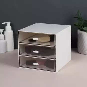 Органайзер для хранения basic, многоуровневый, 3 секции, 15.414.616.7 см, белый, прозрачный