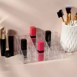 Органайзер для хранения маникюрных/косметических принадлежностей, 24 секции, 16,6 × 11,8 × 7,3 см, цвет прозрачный