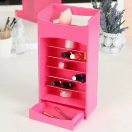 Органайзер для хранения маникюрных/косметических принадлежностей, 5 полок, 1 выдвижной ящик, 32 × 16,5 × 10 см, цвет розовый