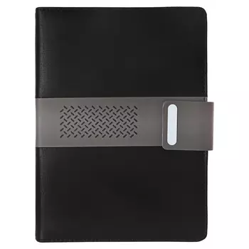 Органайзер на кольцах а5, 80 листов, кожзам, линия, с хлястиком, черный