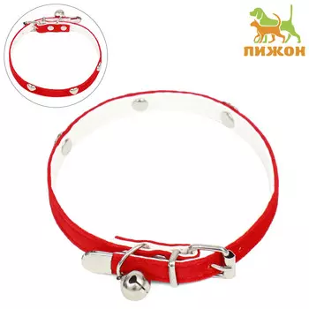 Ошейник бархатистый с сердечками, 32 х 1 см, ош 23-29, текстиль и кожзам, красный