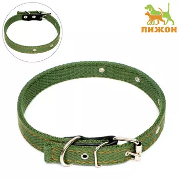 Ошейник брезентовый двухслойный, 50 х 2 см, ош 25-45 см, темно-зеленый