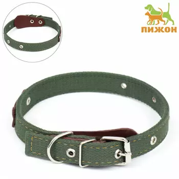Ошейник брезентовый двухслойный безразмерный,с языком и кожаной косточкой, 2,5х60 см, ош 30-55 см 90