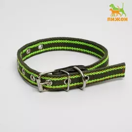 Ошейник брезентовый безразмерный двухслойный, 50 х 2 см, ош 22-45 см, хаки/зеленый