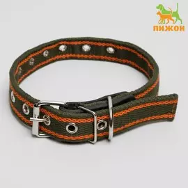 Ошейник брезентовый щенячий двухслойный, 54 х 2,5 см, хаки/оранжевый