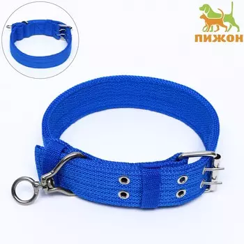 Ошейник четырехслойный с вертлюгом, 65 х 4 см, ош 54-60 см, полиэстер, синий