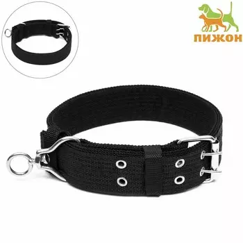 Ошейник четырехслойный с вертлюгом, 65 х 4 см, ош 54-60 см, полиэстер, черный