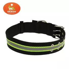 Ошейник четырехслойный светоотражающий с вертлюгом, 715 см, ош 55-65 см, черный