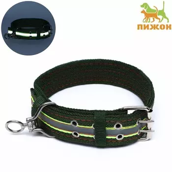 Ошейник четырехслойный светоотражающий с вертлюгом, 654 см, зеленый