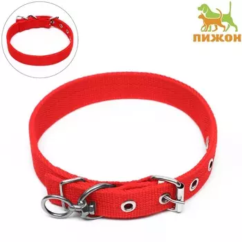 Ошейник двухслойный с вертлюгом, 55 х 2,5 см, ош 36-47 см, красный