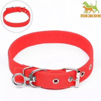 Ошейник двухслойный с вертлюгом, 58 х 3 см, полиэстер, красный