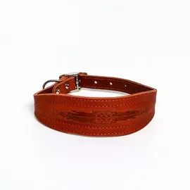 Ошейник кожаный двухслойный тиснёный