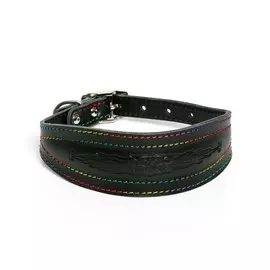 Ошейник кожаный двухслойный тиснёный