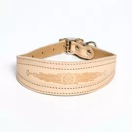 Ошейник кожаный двухслойный тиснёный