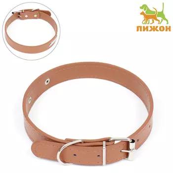 Ошейник из искусственной кожи с шильдом под гравировку, 52 х 2,5 см, ош 35-45 см, коричневый