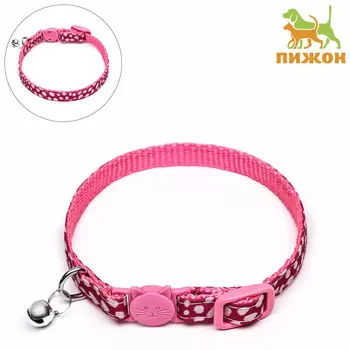 Ошейник кошачий с пряжкой в форме кошки, ширина 1 см, розовый