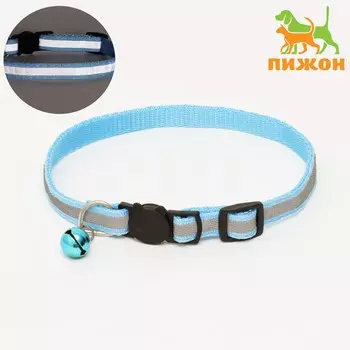 Ошейник кошачий светоотражающий, 19-32 х 1 см, голубой