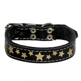 Ошейник кожаный на фетре с металлизированным тиснением