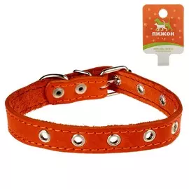 Ошейник кожаный однослойный безразмерный, 45 х 2 см, ош 18-39 см, коричневый