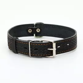 Ошейник кожаный однослойный, чёрный, 64 х 3,5 см, ош 49-61 см