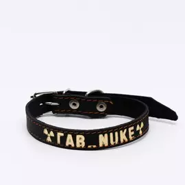 Ошейник кожаный однослойный, тиснёный