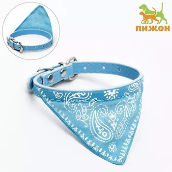 Ошейник с косынкой 32 х 1 см, ош 22-28, голубой