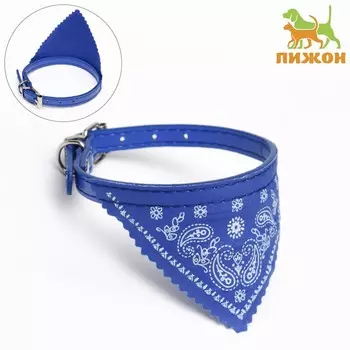 Ошейник с косынкой 32 х 1 см, ош 22-28, синий