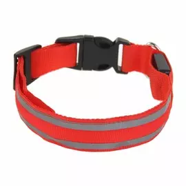Ошейник с подсветкой двойная полоса размер l, ош 45-522.5 см, 3 режима свечения красный