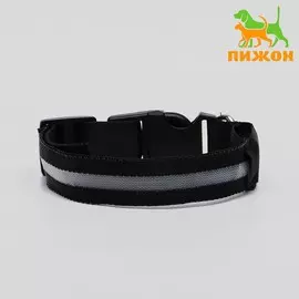 Ошейник с подсветкой размер s, ош 35-432.5 см, 3 режима свечения черный